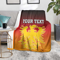 Personalized Germany blanket on floor, YOUR TEXT with gold winged lion emblem