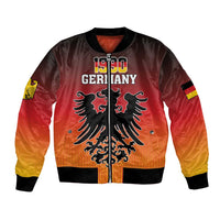 Unisex bomber jacket with red-yellow gradient, black trim, Germany eagle coat of arms
