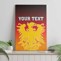 Red-to-orange canvas wall art featuring a gold eagle coat of arms and 'YOUR TEXT'
