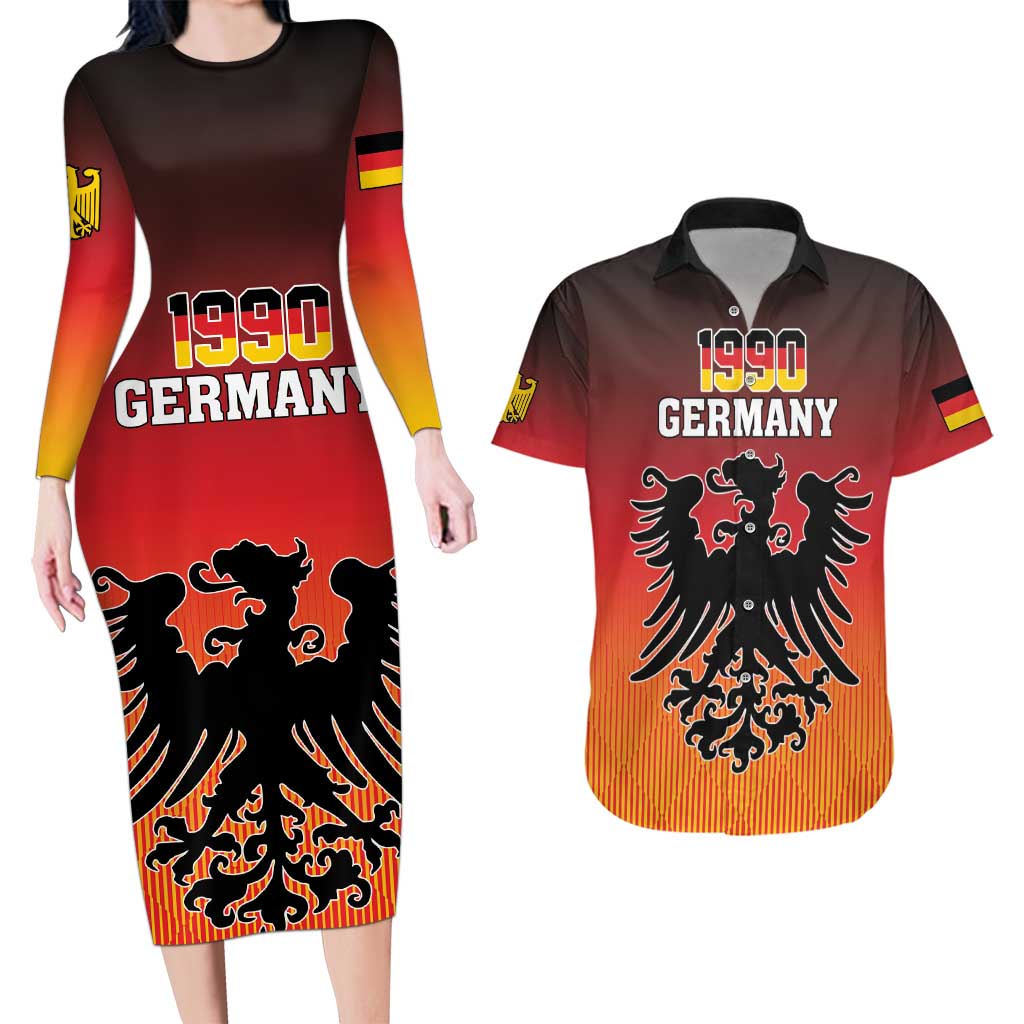 Personalized Germany Couples Matching Long Sleeve Bodycon Dress and Hawaiian Shirt With Coat Of Arms - Wonder Print Shop