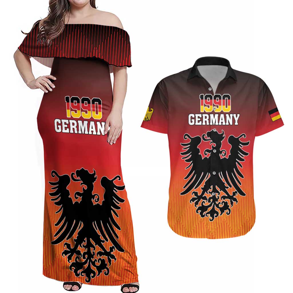 Personalized Germany Couples Matching Off Shoulder Maxi Dress and Hawaiian Shirt With Coat Of Arms - Wonder Print Shop