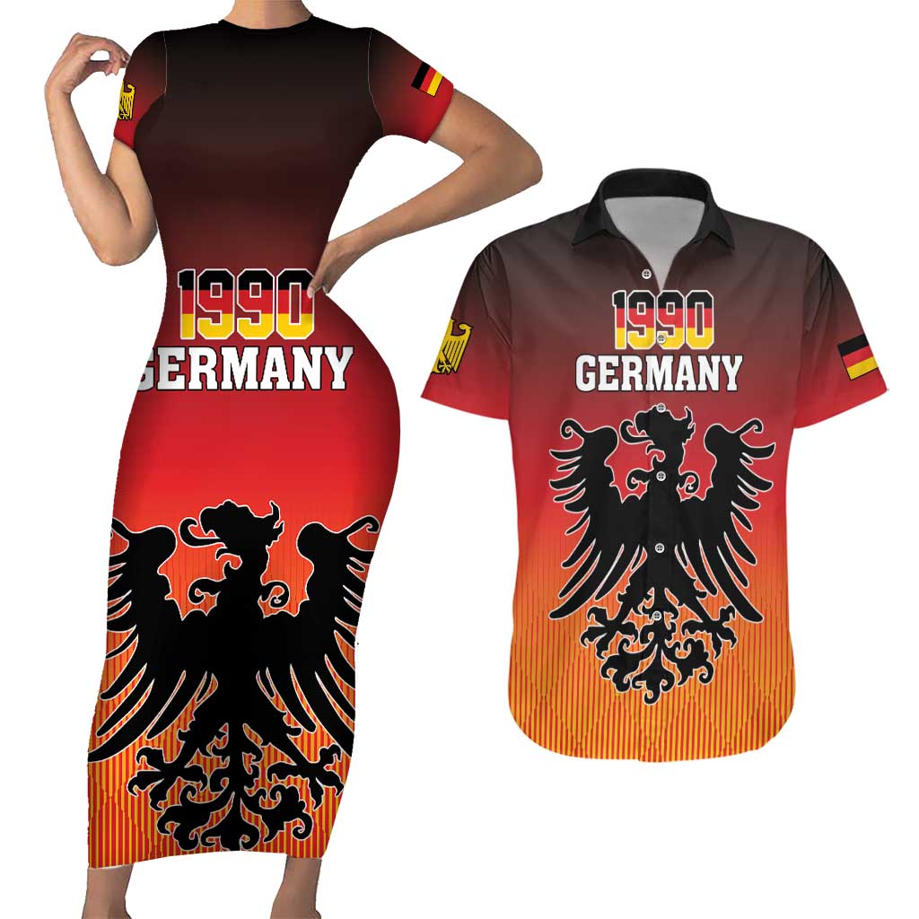 Personalized Germany Couples Matching Short Sleeve Bodycon Dress and Hawaiian Shirt With Coat Of Arms - Wonder Print Shop