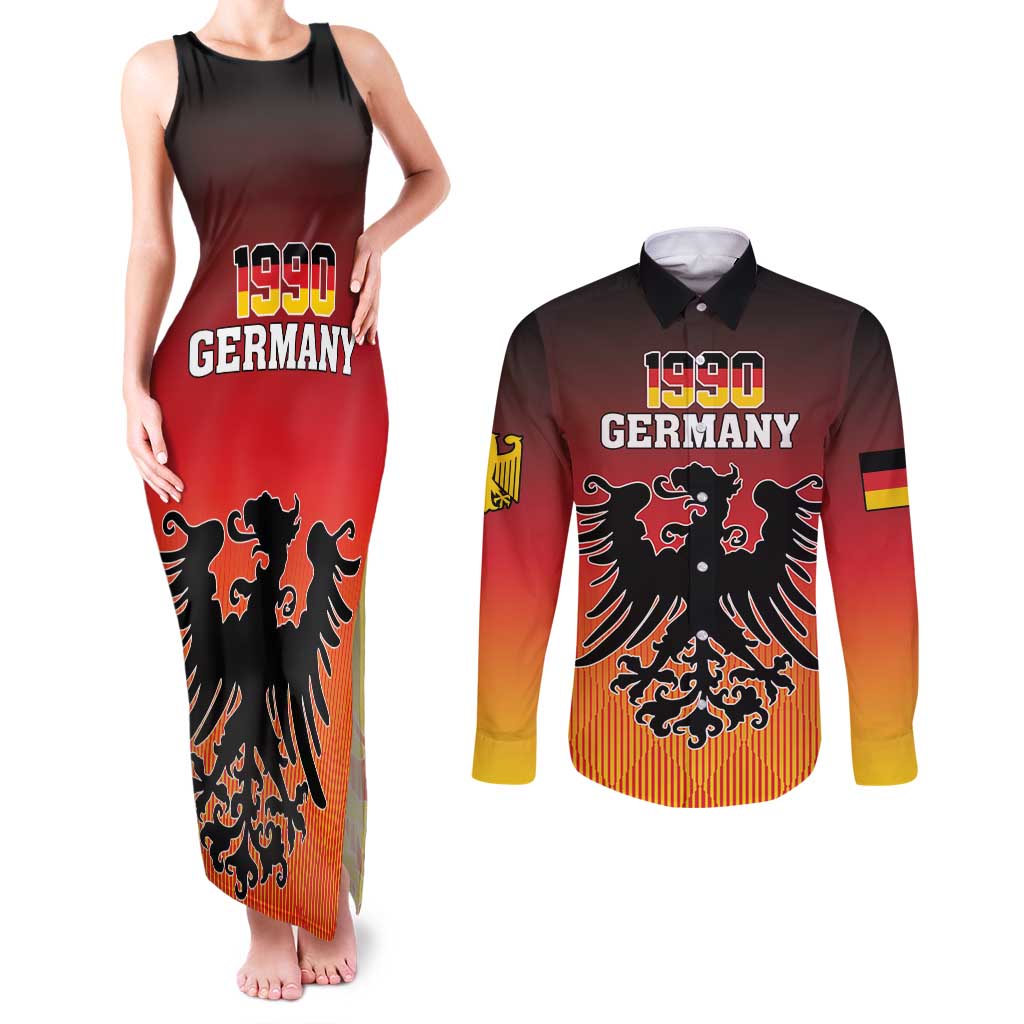 Personalized Germany Couples Matching Tank Maxi Dress and Long Sleeve Button Shirt With Coat Of Arms - Wonder Print Shop