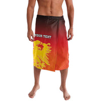 Personalized Germany lava lava skirt in red, vertical stripes with coat of arms and text