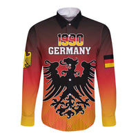 Long-sleeve button shirt with red-to-yellow gradient and bold Germany eagle graphic front