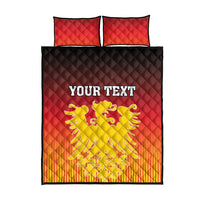 Red Germany quilt bed set with yellow coat of arms, black border, and “YOUR TEXT”