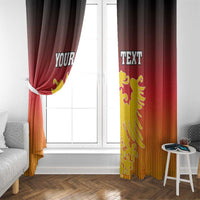 Red Germany window curtain with gold lion coat of arms and separated 'YOUR' and 'TEXT'
