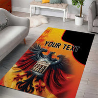 Germany unity eagle area rug in black, red, and yellow with 'YOUR TEXT' text panel