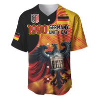 Black and yellow baseball jersey with Germany flag patch and '1990 Germany Unity Day' print.