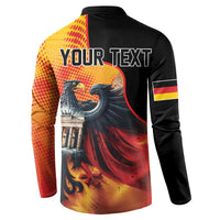 Personalized button sweatshirt back: 'YOUR TEXT' eagle graphic, Germany flag on sleeve