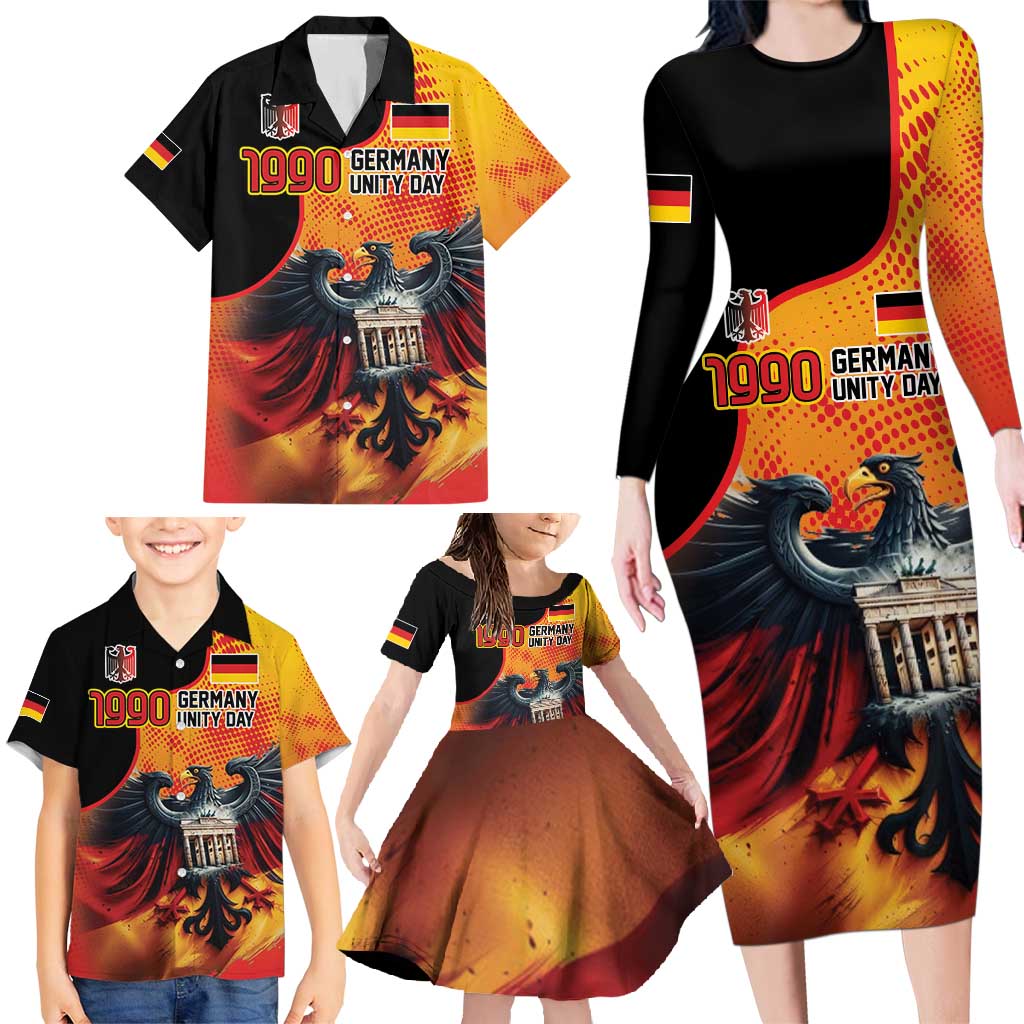 Personalized Germany Unity Day Family Matching Long Sleeve Bodycon Dress and Hawaiian Shirt The Eagle With Berlin Wall - Wonder Print Shop