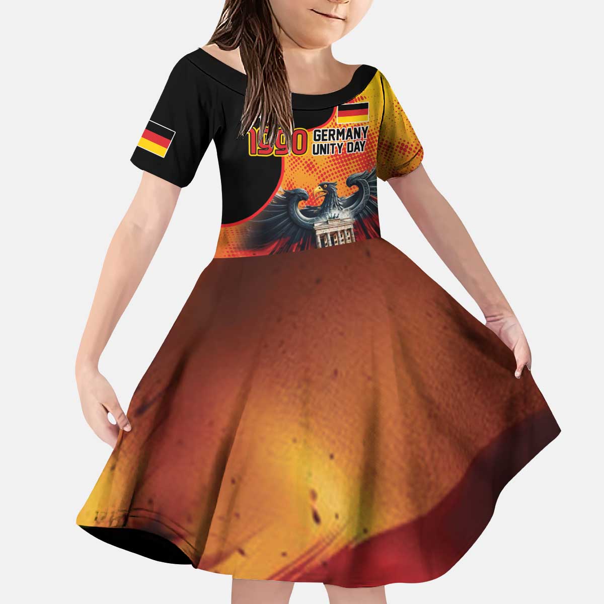 Personalized Germany Unity Day Kid Short Sleeve Dress The Eagle With Berlin Wall - Wonder Print Shop