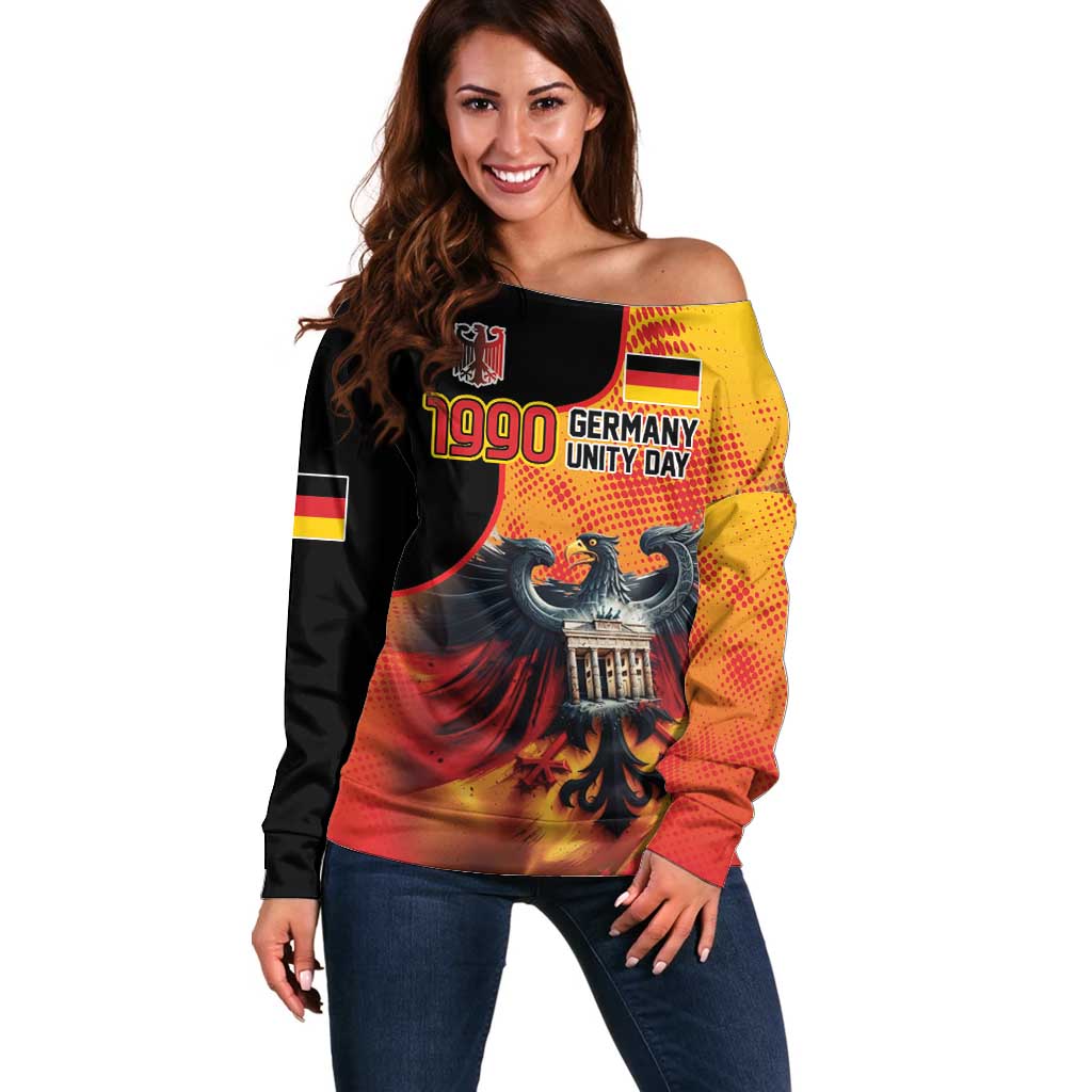 Personalized Germany Unity Day Off Shoulder Sweater The Eagle With Berlin Wall - Wonder Print Shop