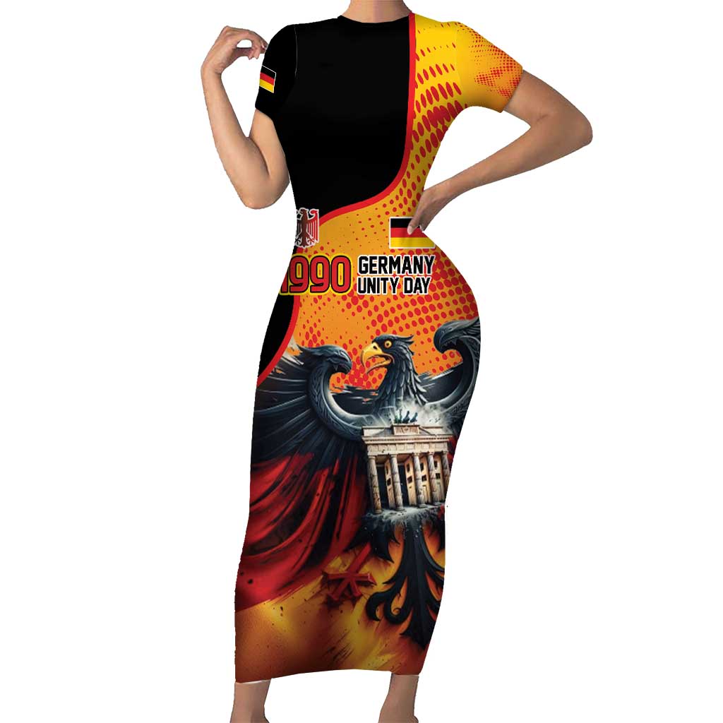 Personalized Germany Unity Day Short Sleeve Bodycon Dress The Eagle With Berlin Wall - Wonder Print Shop