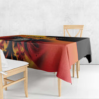 Personalized Germany unity day tablecloth, red/orange and black eagle graphic with dark border.