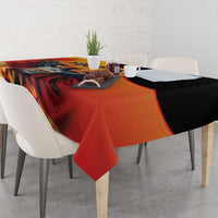 Personalized Germany unity day tablecloth with eagle artwork, red/orange center and black sides.