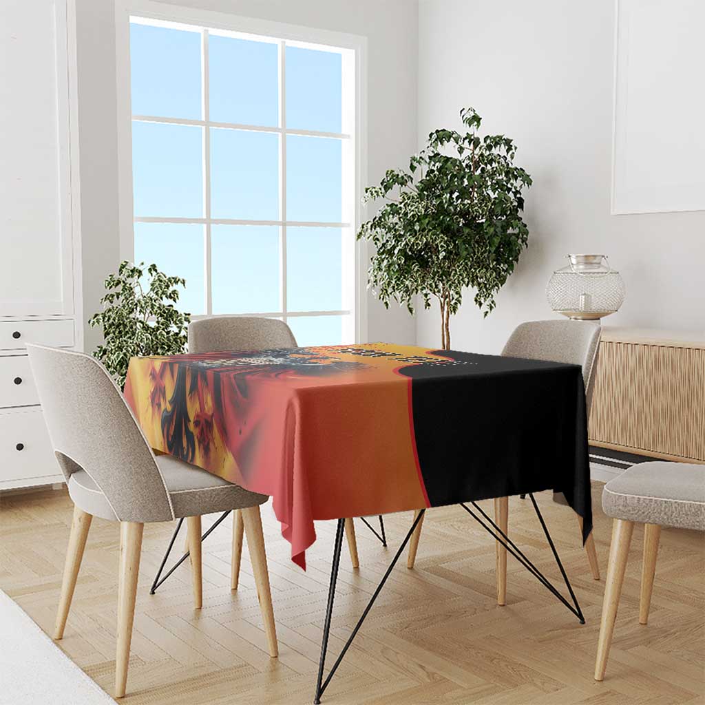 Personalized Germany unity day tablecloth for dining table, red/orange and black eagle design.