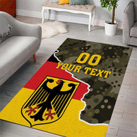 Custom Germany 1990 area rug featuring dark camo, red stripe, and eagle coat-of-arms