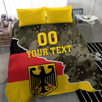 Germany 1990 bedding set with camo flag cover, crest emblem, and “00 YOUR TEXT” on duvet