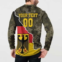 Camo button-up sweatshirt back print with YOUR TEXT 00 and coat of arms, long sleeves
