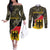 Custom Germany 1990 Couples Matching Off The Shoulder Long Sleeve Dress and Long Sleeve Button Shirt Coat Of Arms With Camo Patterns