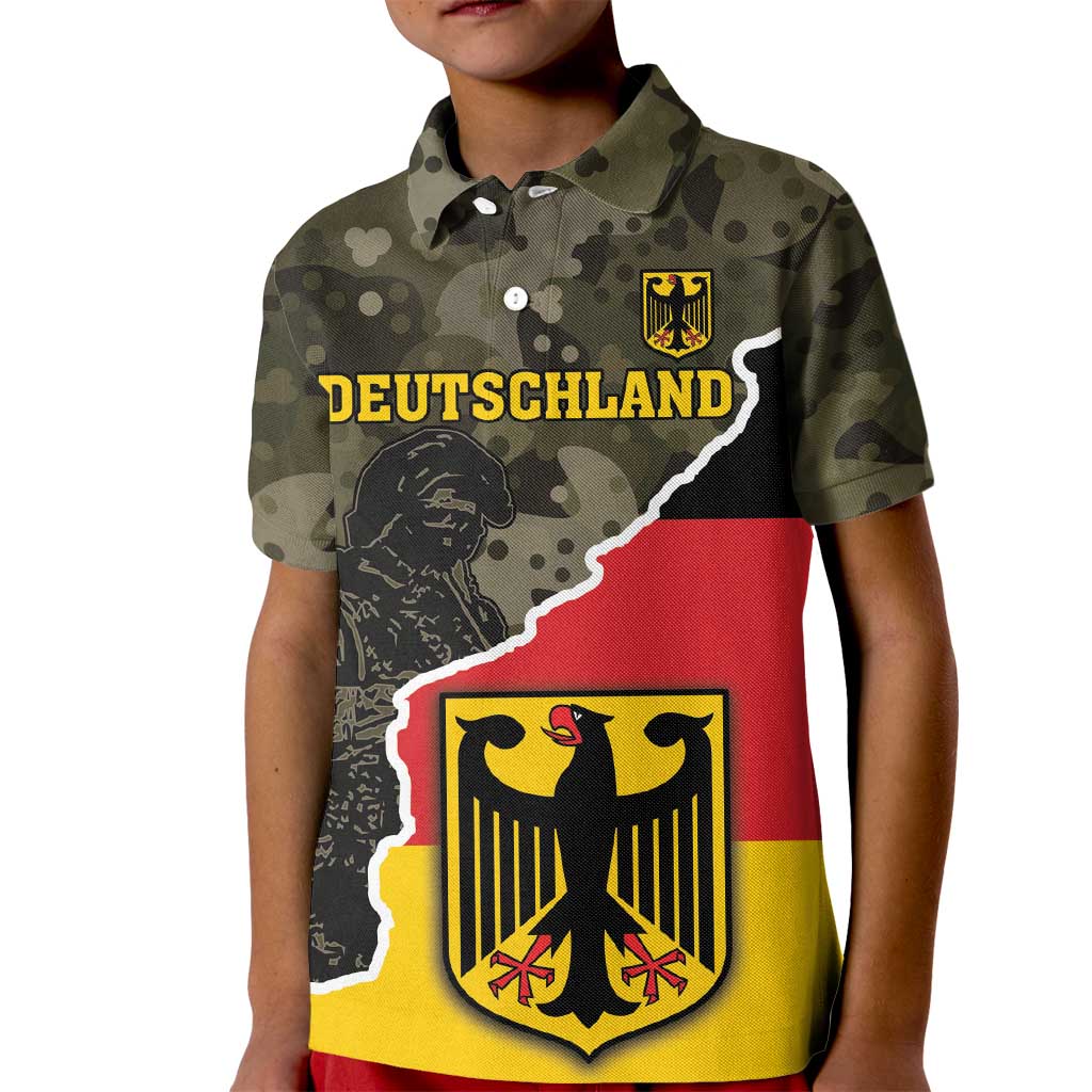 Custom Germany 1990 Kid Polo Shirt Coat Of Arms With Camo Patterns - Wonder Print Shop