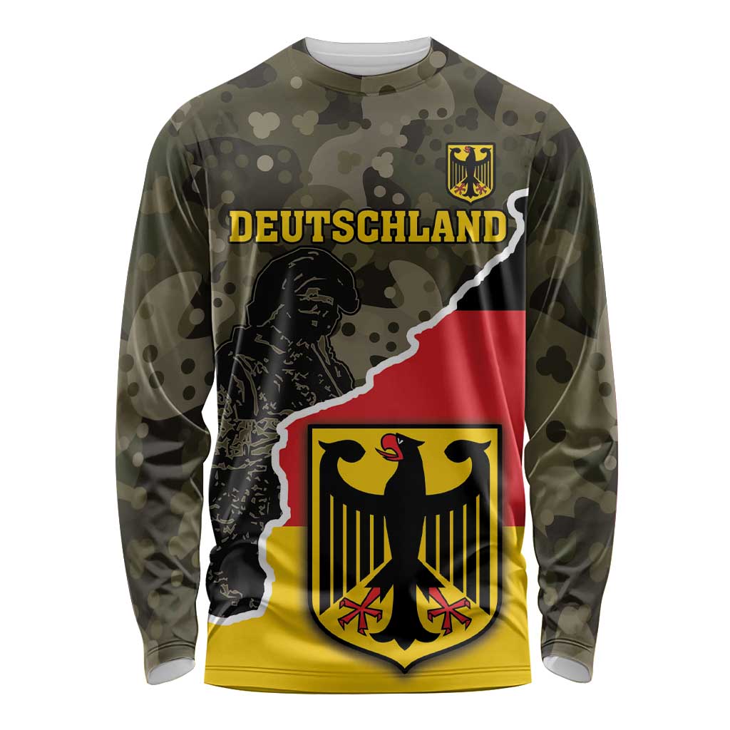 Custom Germany 1990 Long Sleeve Shirt Coat Of Arms With Camo Patterns - Wonder Print Shop