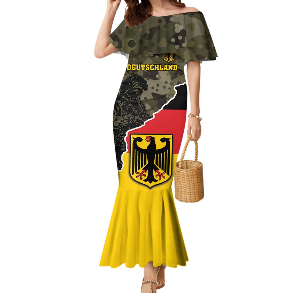 Custom Germany 1990 Mermaid Dress Coat Of Arms With Camo Patterns - Wonder Print Shop