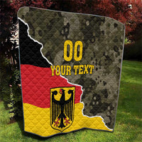 Personalized Germany quilt blanket with quilted camo design, '00' and 'YOUR TEXT' over crest.