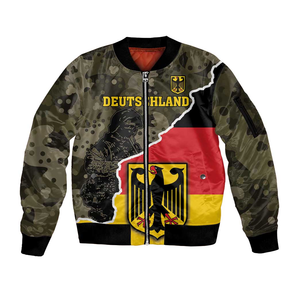 Custom Germany 1990 Sleeve Zip Bomber Jacket Coat Of Arms With Camo Patterns - Wonder Print Shop