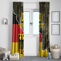 Pair of Germany camo window curtains with bold coat of arms and red black yellow sections