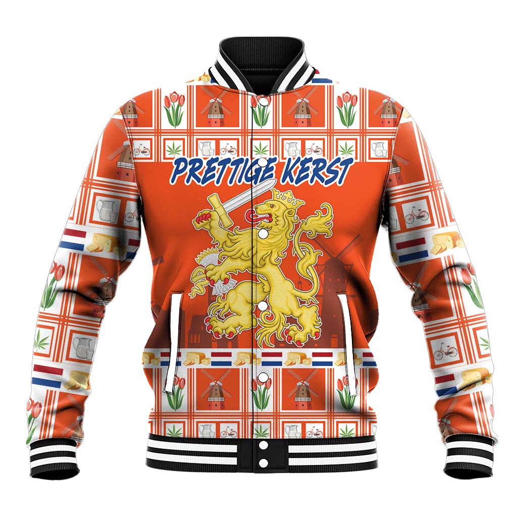 Personalized Netherlands Christmas Baseball Jacket Coat Of Arms - Prettige Kerst - Wonder Print Shop