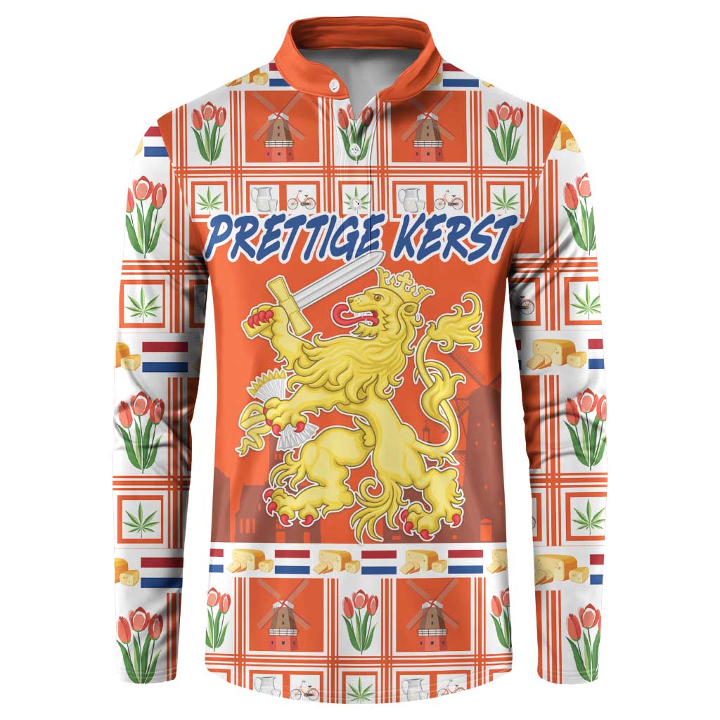 Orange Christmas sweatshirt with Netherlands coat-of-arms graphic and 'Prettige Kerst'