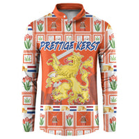 Orange Christmas sweatshirt with Netherlands coat-of-arms graphic and 'Prettige Kerst'