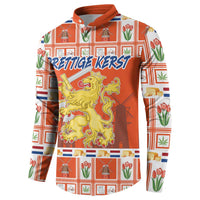Orange Christmas sweatshirt, front view, with Netherlands coat-of-arms and 'Prettige Kerst'