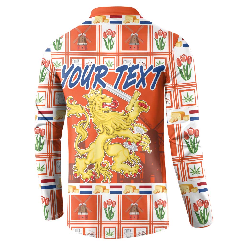 Orange Christmas sweatshirt with Netherlands coat-of-arms and 'YOUR TEXT' on the back