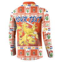 Orange Christmas sweatshirt with Netherlands coat-of-arms and 'YOUR TEXT' on the back