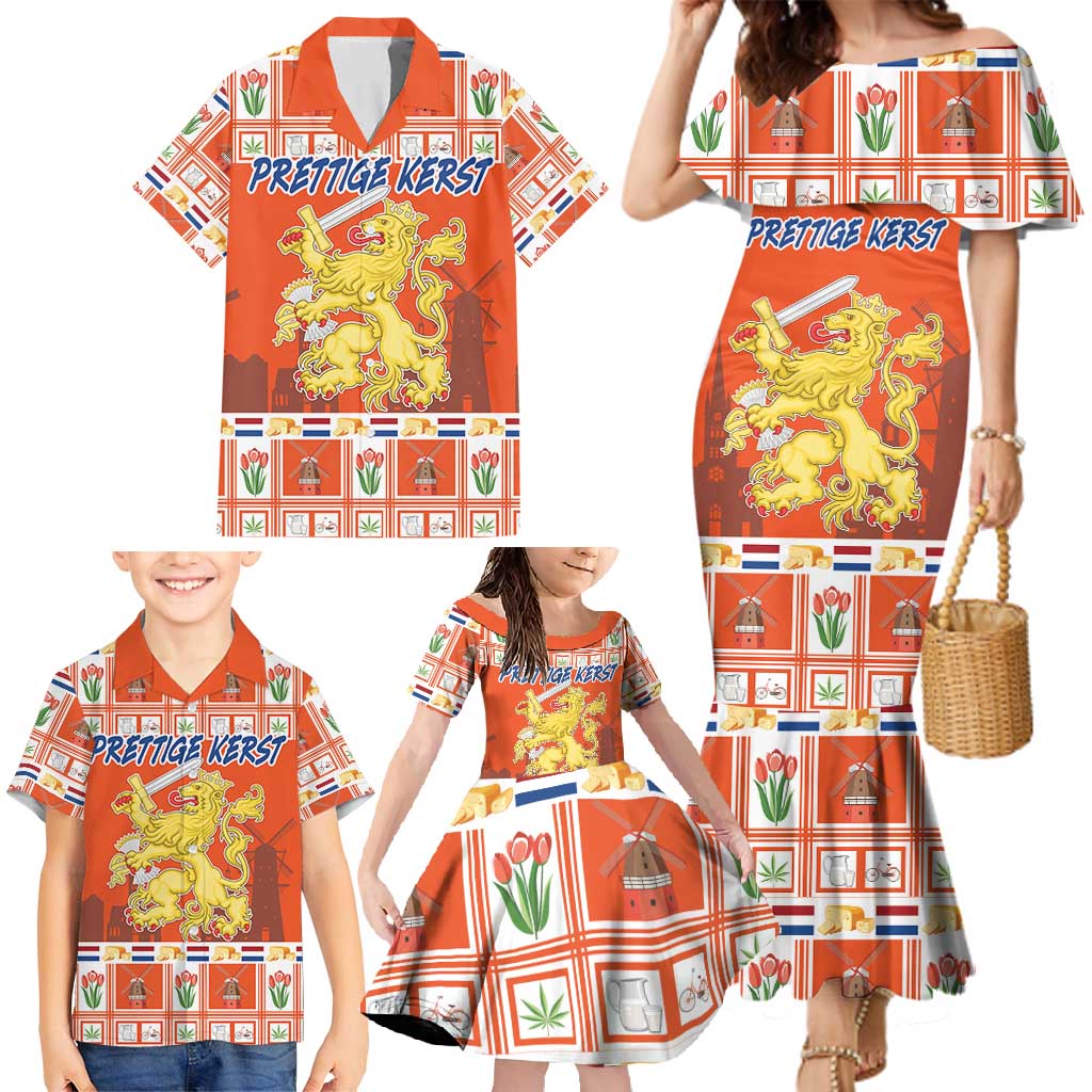 Personalized Netherlands Christmas Family Matching Mermaid Dress and Hawaiian Shirt Coat Of Arms - Prettige Kerst - Wonder Print Shop