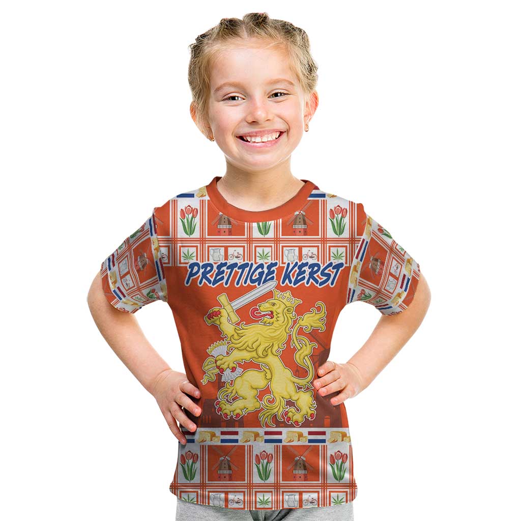 Personalized Netherlands Christmas Kid T Shirt Coat Of Arms - Prettige Kerst - Wonder Print Shop