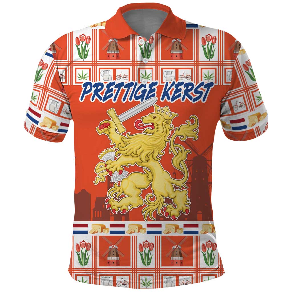 Personalized Netherlands Christmas Polo Shirt Coat Of Arms - Prettige Kerst - Wonder Print Shop