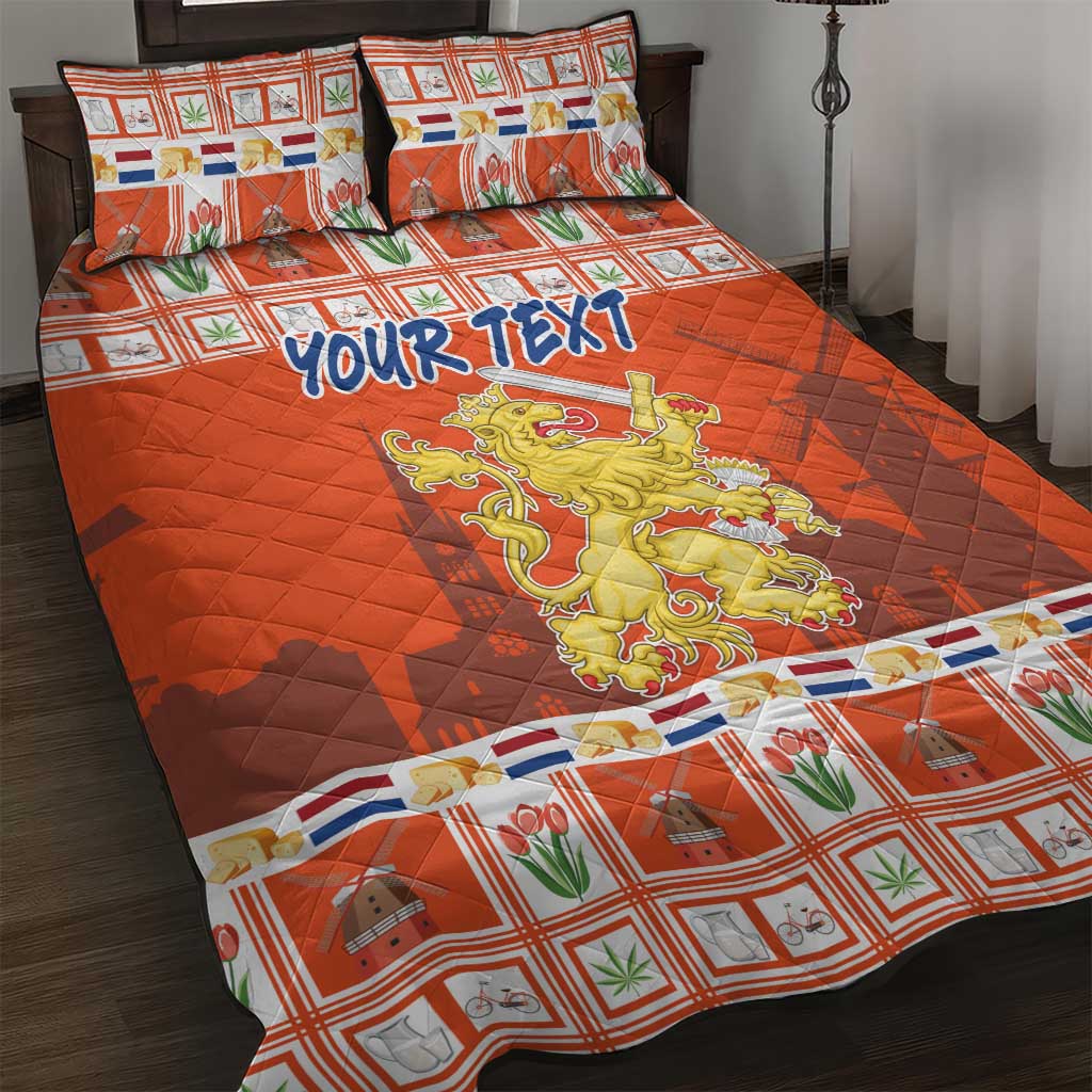 Personalized Netherlands Christmas Quilt Bed Set Coat Of Arms - Prettige Kerst - Wonder Print Shop