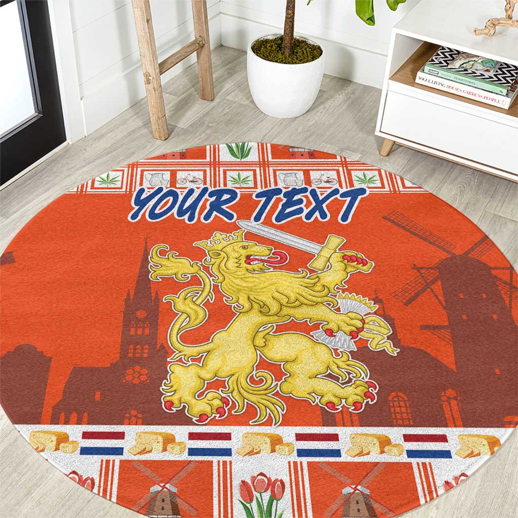 Personalized Netherlands Christmas Round Carpet Coat Of Arms - Prettige Kerst