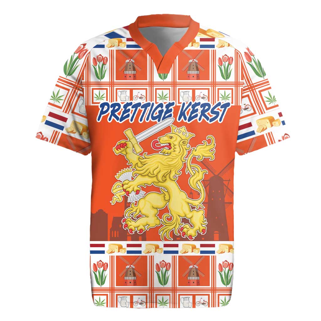 Personalized Netherlands Christmas Rugby Jersey Coat Of Arms - Prettige Kerst