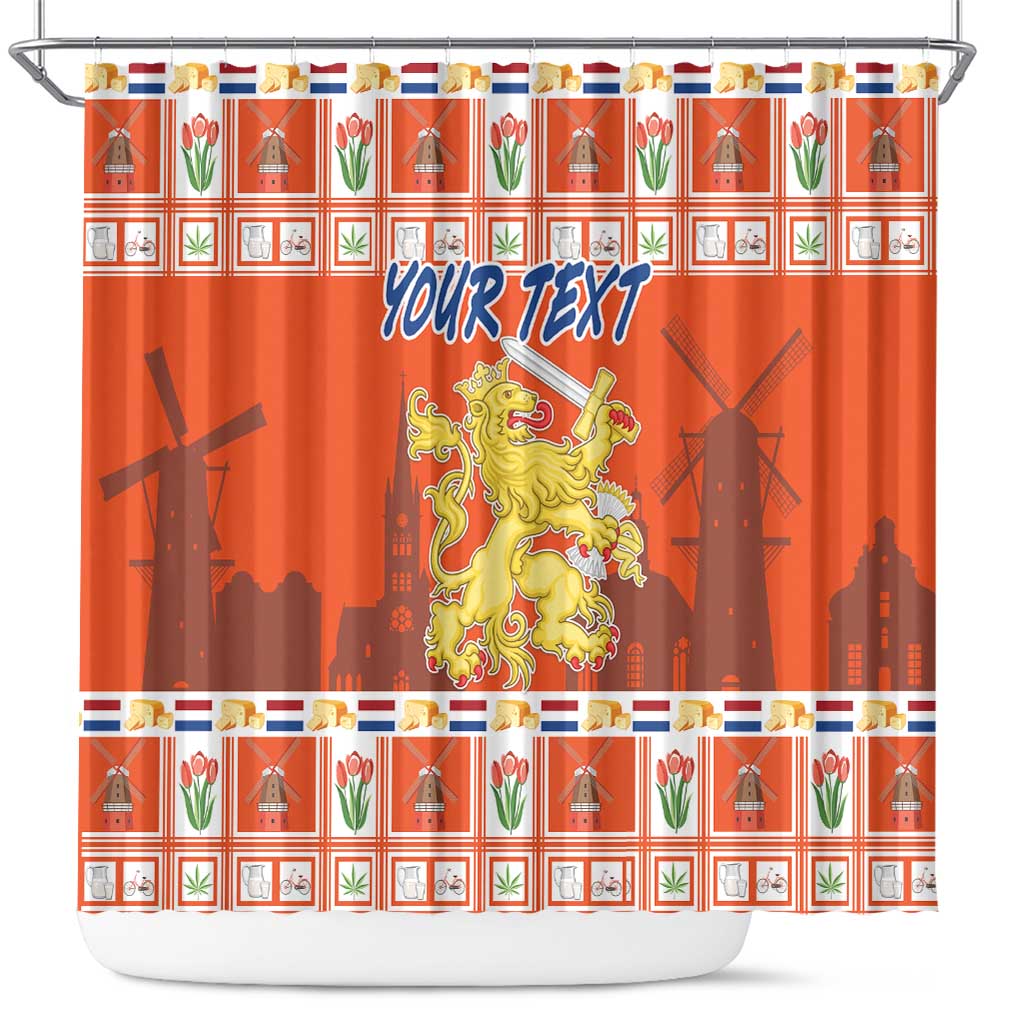 Personalized Netherlands Christmas Shower Curtain Coat Of Arms - Prettige Kerst