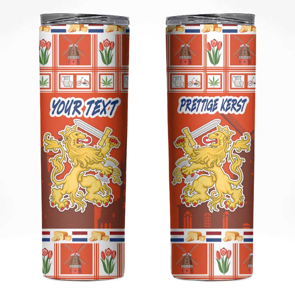 Personalized Netherlands Christmas Skinny Tumbler Coat Of Arms - Prettige Kerst