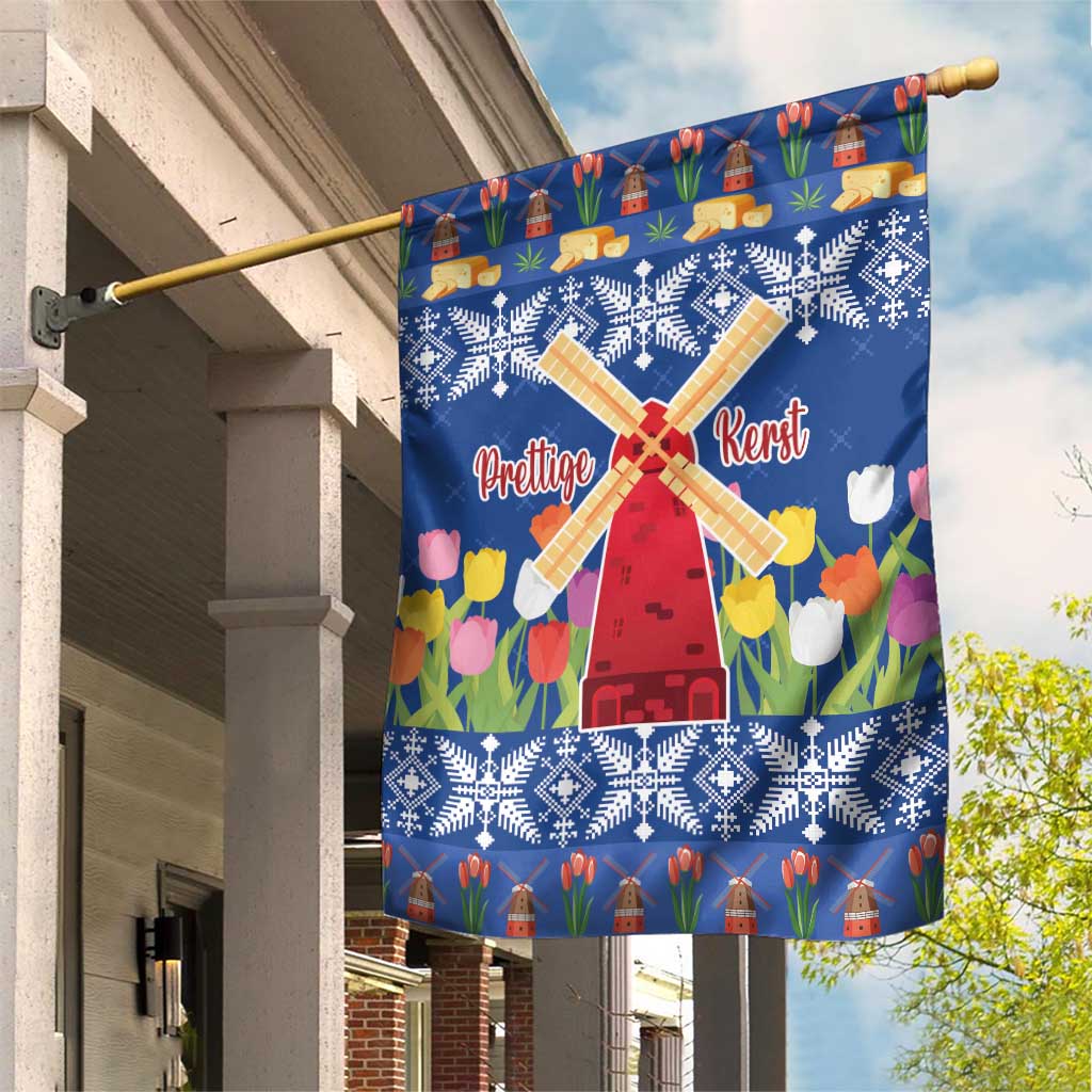 Netherlands Christmas Garden Flag Windmills With Tulip Flowers - Wonder Print Shop