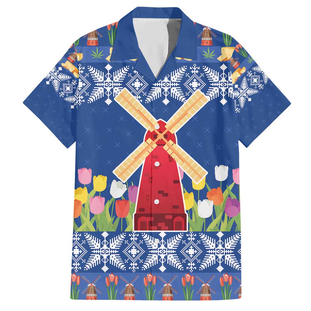 Netherlands Christmas Hawaiian Shirt Windmills With Tulip Flowers - Wonder Print Shop