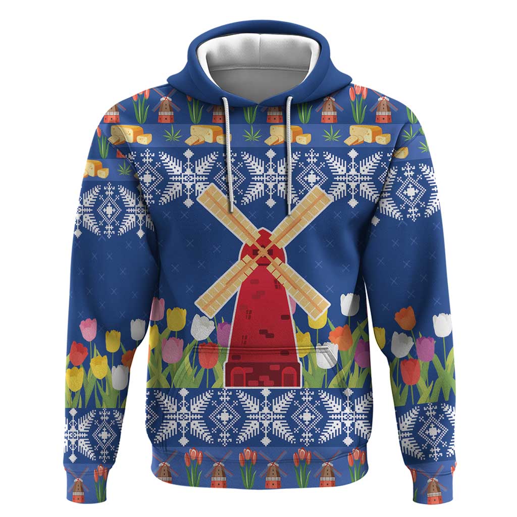 Netherlands Christmas Hoodie Windmills With Tulip Flowers - Wonder Print Shop