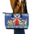 Netherlands Christmas Leather Tote Bag Windmills With Tulip Flowers - Wonder Print Shop