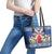 Netherlands Christmas Leather Tote Bag Windmills With Tulip Flowers - Wonder Print Shop